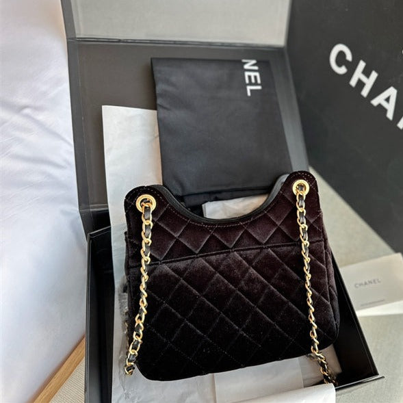 Black velvet and gold-tone metal top handle handbag, Chanel: Handbags and  Accessories, 2020
