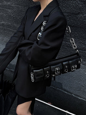 MAXI Rectangle Pu Leather Biker Bag